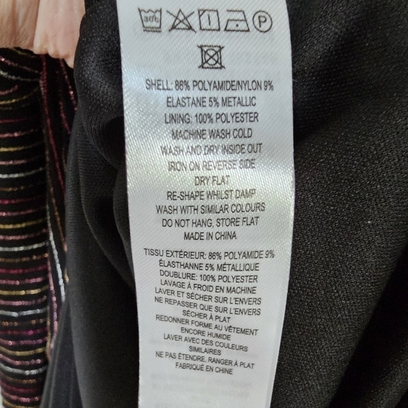 NWT Metallic Stripe Long Sleeve Midi Black Multi Dress XS FRENCH CONNECTION - Picture 8 of 14
